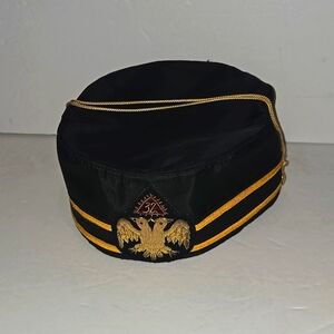 RARE MASON MASONIC 32ND DEGREE DOUBLE EAGLE SCOTTISH RITE CAP HAT 7 1/4